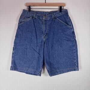 Vintage Brittania Men's Upcycled Carpenter Denim Short Blue Wash Skater Size 34